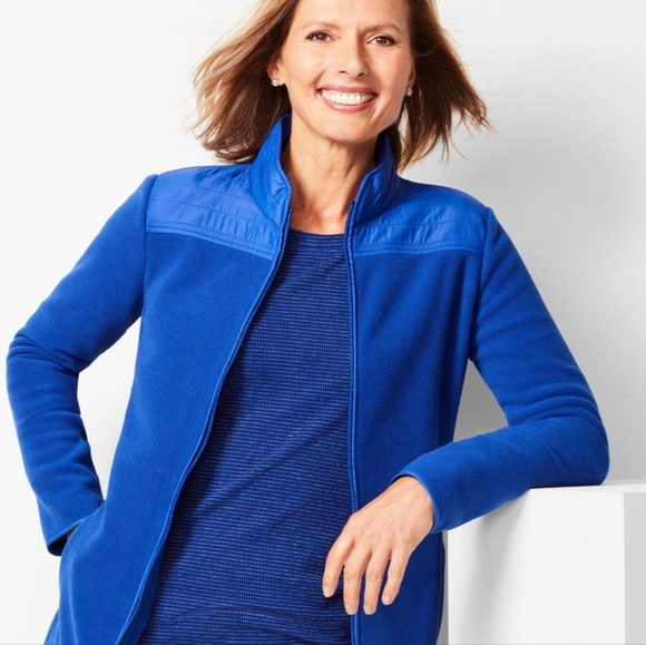 Talbots Polar Fleece Quilted Jacket Full Zip - Picture 1 of 8